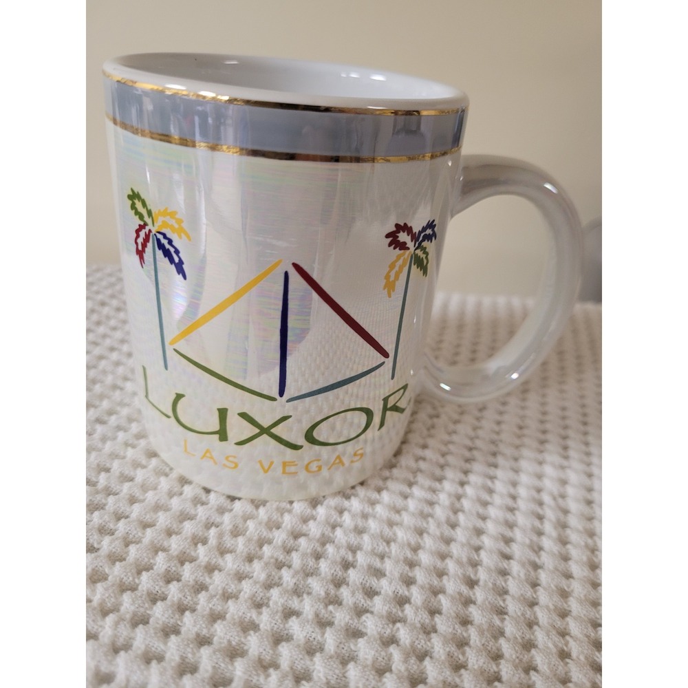 Luxor Las Vegas Vintage Mug Iridescent Palm Tree Pyramid Graphic Coffee Cup